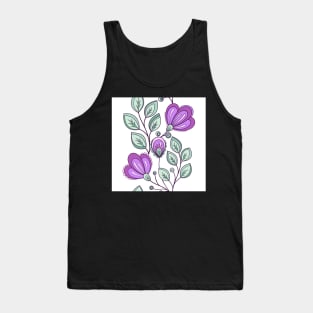 Colored Striped Pattern with Vintage Floral Motifs Tank Top